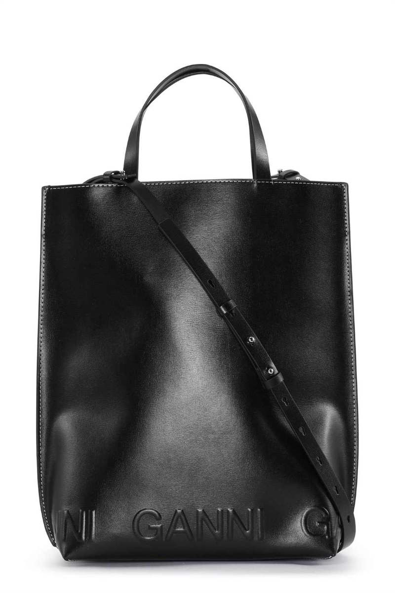 GANNI A5132 BANNER TOTE BAG BLACK