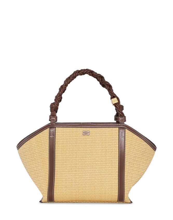 GANNI A5901 BOU MEDIUM RAFIA TOTE BAG