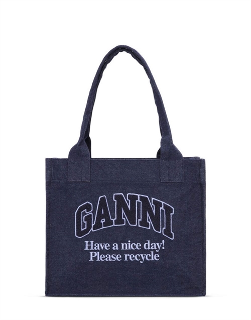 GANNI A6168 LARGE CANVAS TOTE DARK NAVY