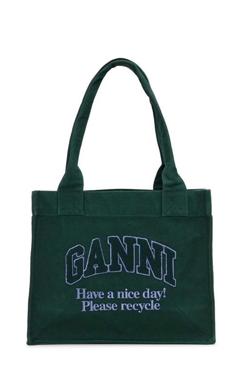 GANNI A6280 LARGE CANVAS TOTE FOREST NIGHT