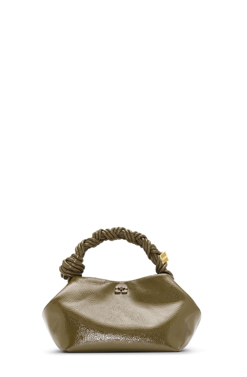 GANNI A6337 BOU BAG SMALL PATENT MILLITARY OLIVE