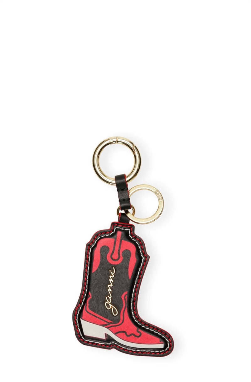 GANNI A6409 WESTERN BOOT KEYRING RACING RED