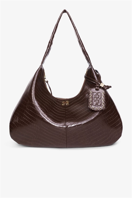 GANNI A6801 BOU BAG HOBO XXL CROCO CHOCOLATE FONDANT