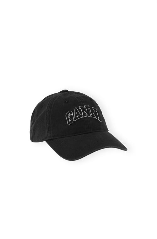 GANNI A6900 WASHED CANVAS CAP BLACK