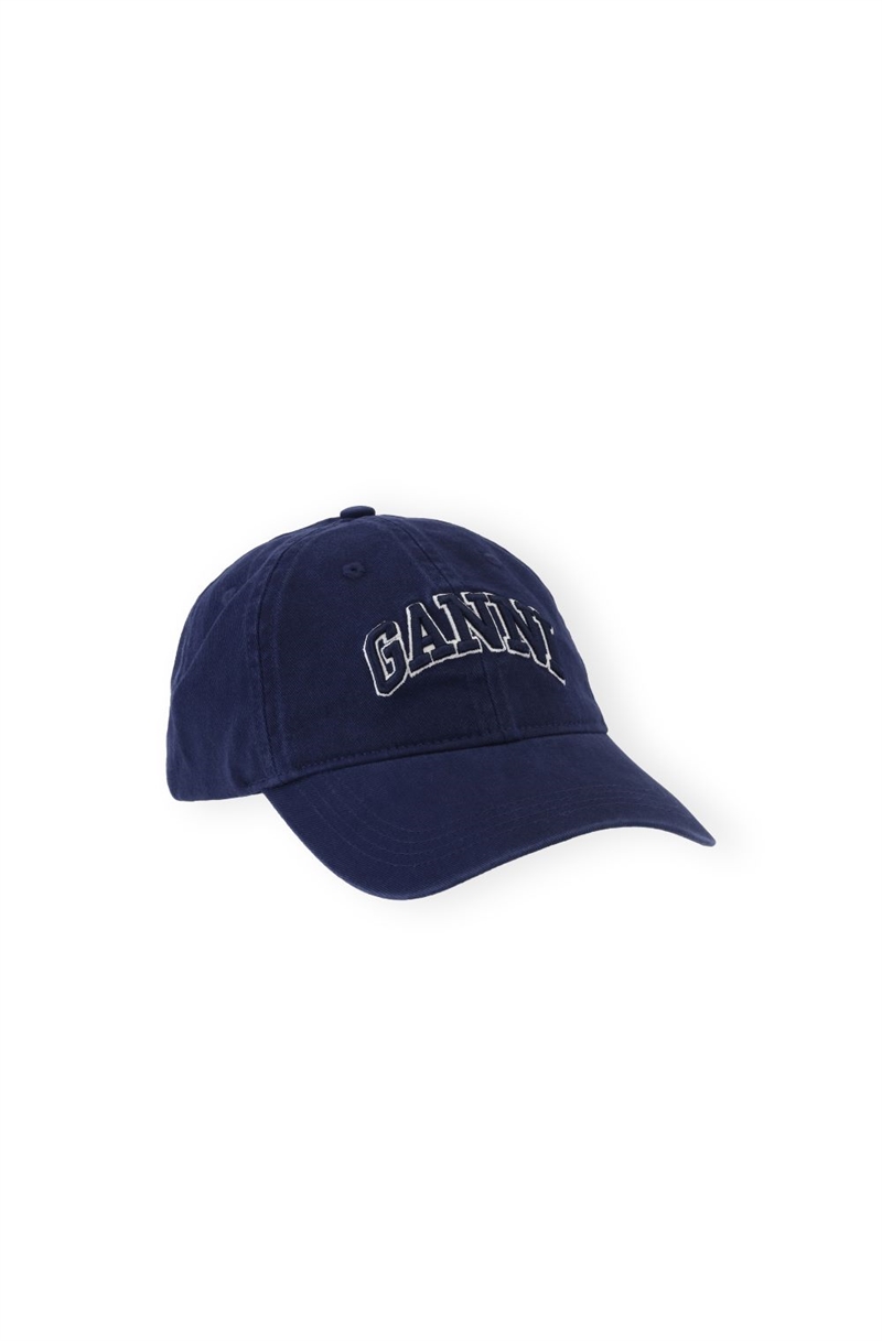 GANNI A6902 WASHED CANVAS CAP SKY CAPTAIN