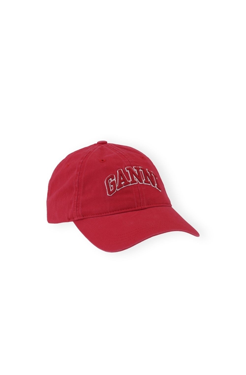 GANNI A6903 WASHED CANVAS CAP FIERY RED