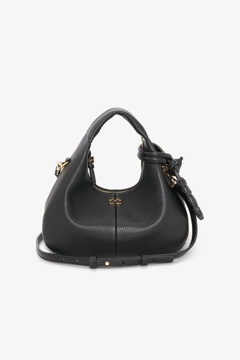GANNI A6976 HOBO MINI GRAINED BLACK