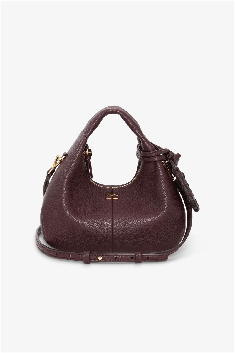 GANNI A7102 HOBO MINI GRAINED CHICORY COFFEE