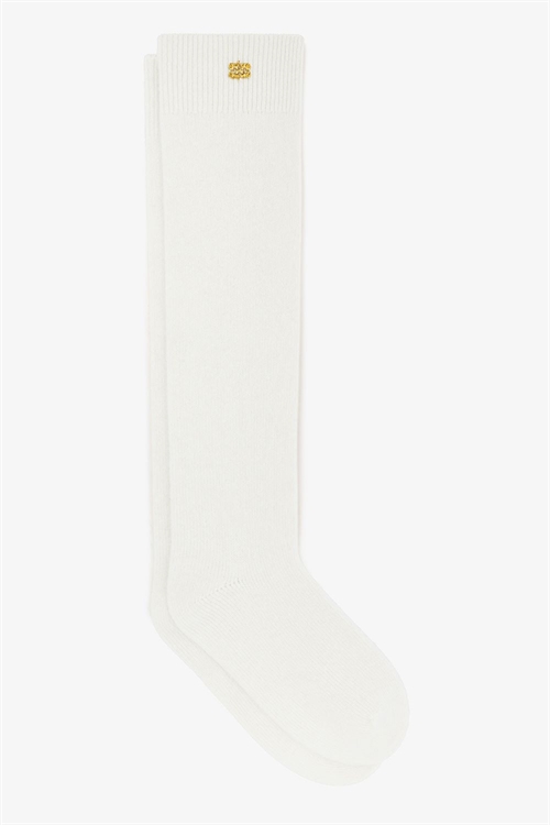 GANNI A7212 WOOL YAK MIX HIGH SOCKS EGRET