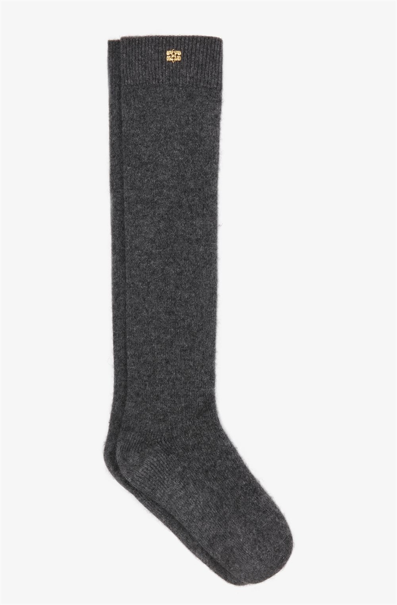 GANNI A7214 WOOL YAK MIX HIGH SOCKS PHANTOM