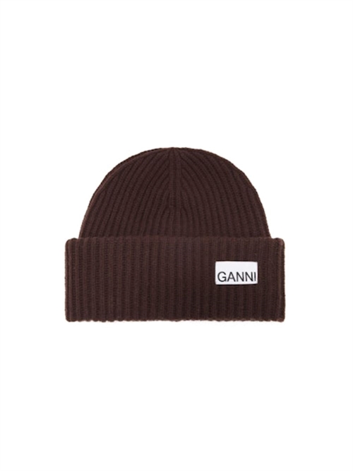 GANNI B3020019 STRUCTED RIBSTRIKKET ULD HUE CHOCOLATE PLUM