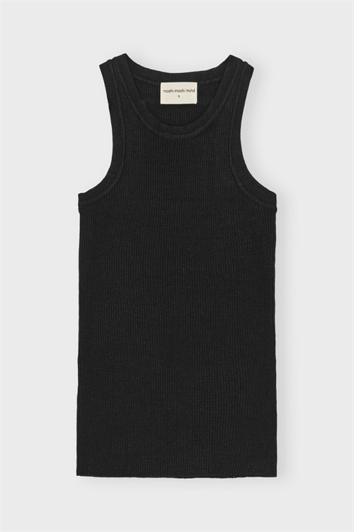 MOSHI MOSHI MIND CALM RIB TANK TOP BLACK