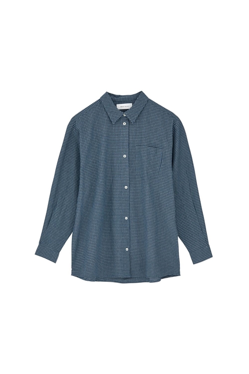 SKALL STUDIO EDGAR SHIRT BLUE/CREAM MINI CHECK