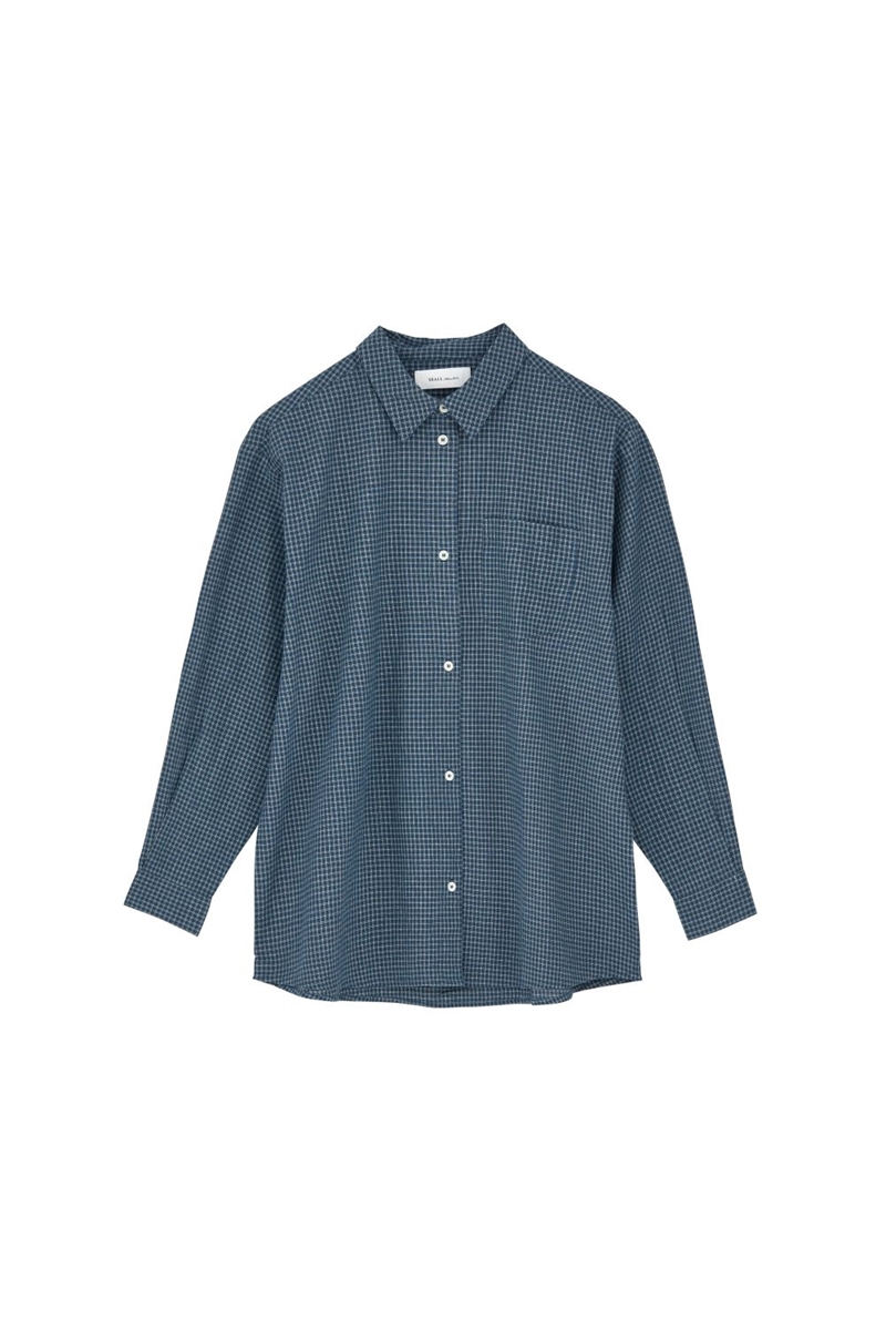 SKALL STUDIO EDGAR SHIRT BLUE/CREAM MINI CHECK