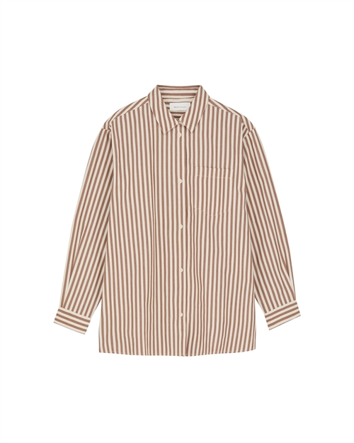 SKALL STUDIO EDGAR SHIRT BROWN/ECRU STRIPE