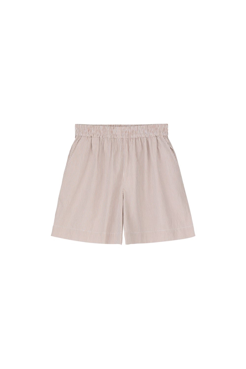 SKALL STUDIO EDGAR SHORTS WARM BEIGE WHITE STRIPE