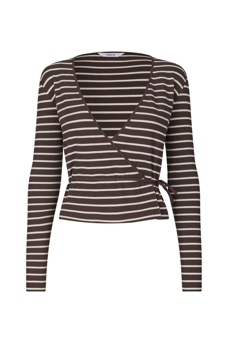 ENALLY LS WRAP TEE MOONSTRUCK/CHOKOLADE