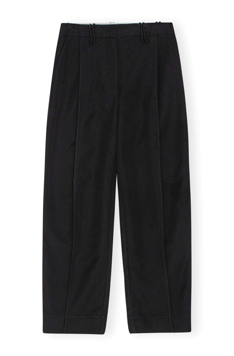 GANNI F9228 TWILL FITTING SUITING PANTS BLACK