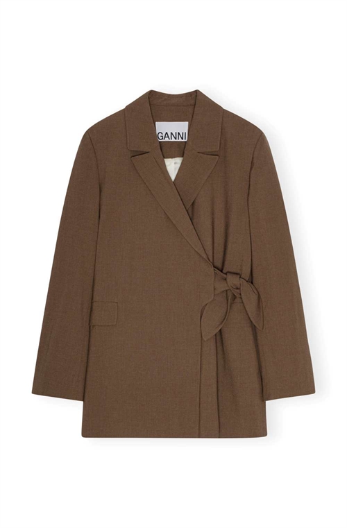 GANNI WRAP BLAZER SHITAKE