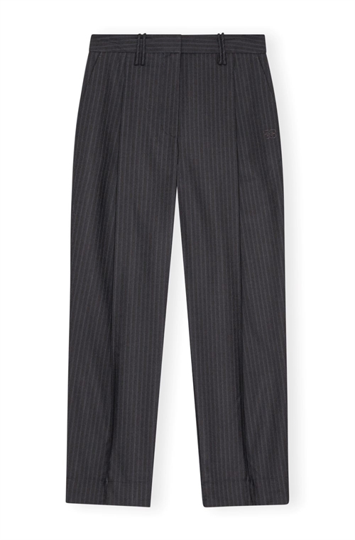 GANNI F9485 MELANGE STRIPE SUITING RELAXED PLEATED PANTS PHANTOM