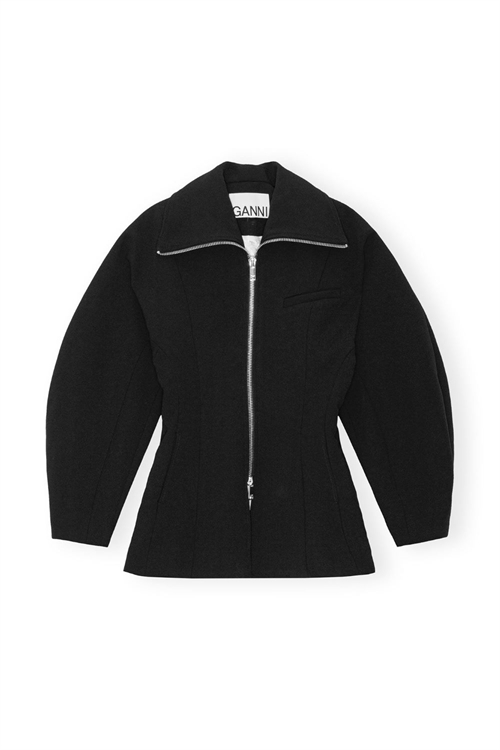 GANNI F9608 CURVE SLEEVE JACKET BLACK