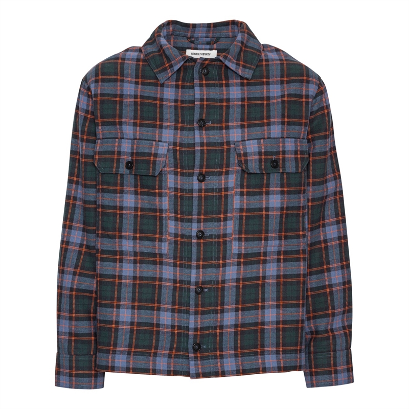 HENRIK VIBSKOV FIELD SHIRT BLUE FLANNEL CHECKS