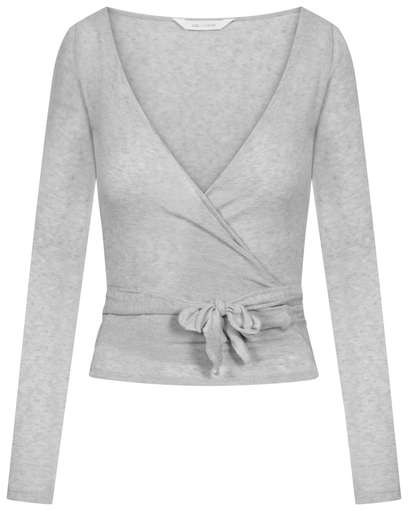 GAI + LISVA ANNE WRAP L/S WOOL TOP LIGHT GREY MELANGE