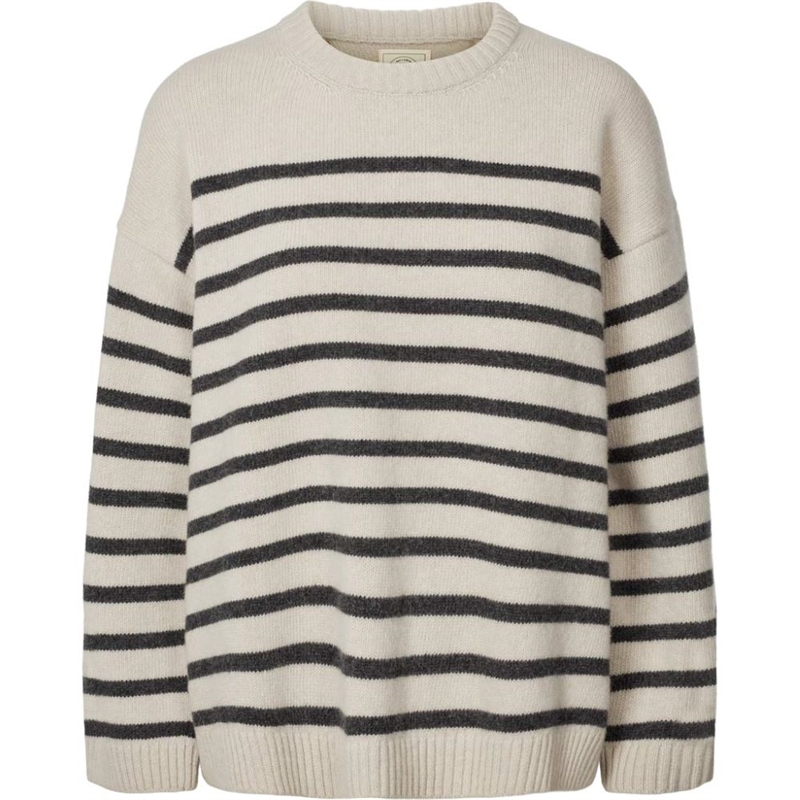 GAI + LISVA BARBERA STRIPE LAMBSWOOL JUMPER ISLAND FOSSIL/DARK GREY STRIPE
