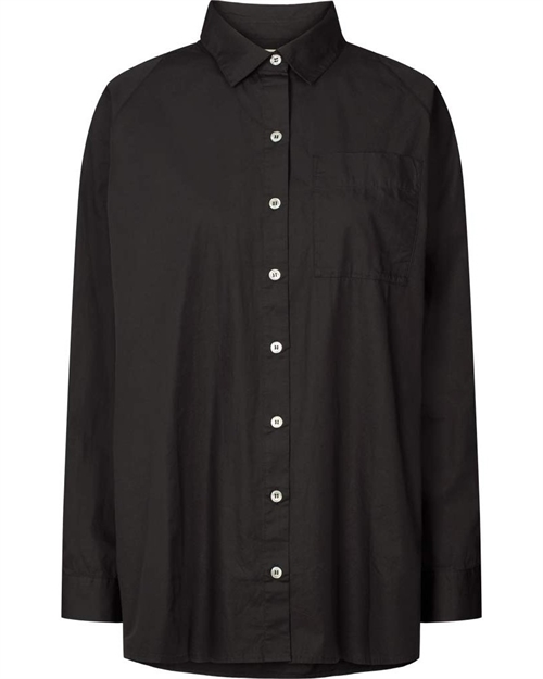 GAI + LISVA BELLA RAGLAN L/S POPLIN LONG SHIRT BLACK