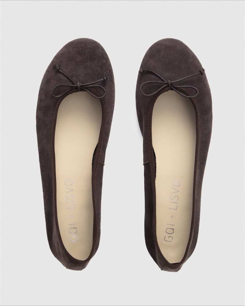GAI + LISVA PELLAME SUEDE BALLERINA NUBUCK BROWN