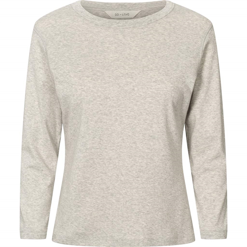 LISVA SASCHA 3/4 SLEEVE TOP LIGHT GREY MELANGE