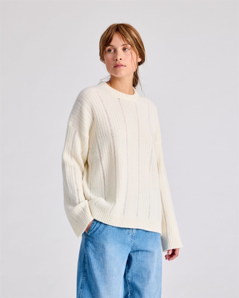 GAI+LISVA MAGDA L/S DROP NEEDLE LAMBSWOOL WHISPER WHITE