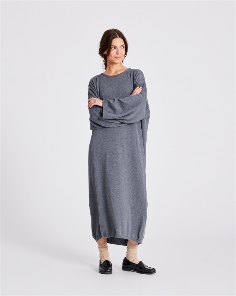 GAI + LISVA SISSE COTTON KNIT DRESS GRAFITTI GREY MELANGE 