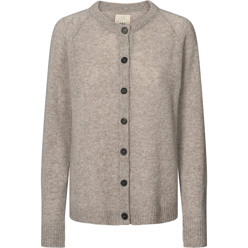 LISVA GRY L/S CARDIGAN LAMBWOOL KNIT STONE GREY MELANGE