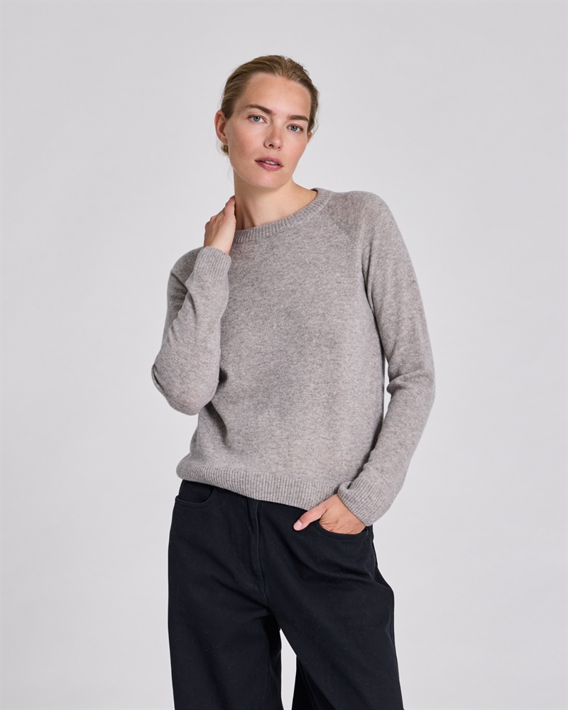 LISVA GERTRUD L/S PULLOVER LAMBSWOOL KNIT STONE GREY MELANGE