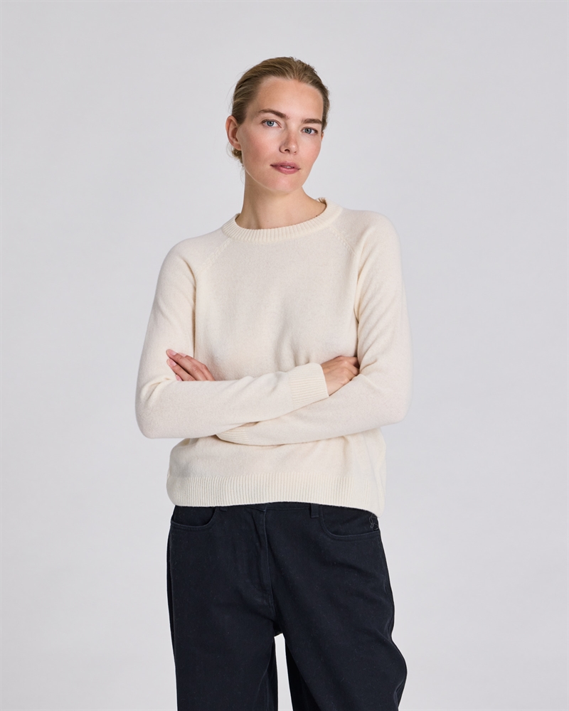 LISVA GERTRUD L/S PULLOVER LAMBSWOOL KNIT ECRU MELANGE