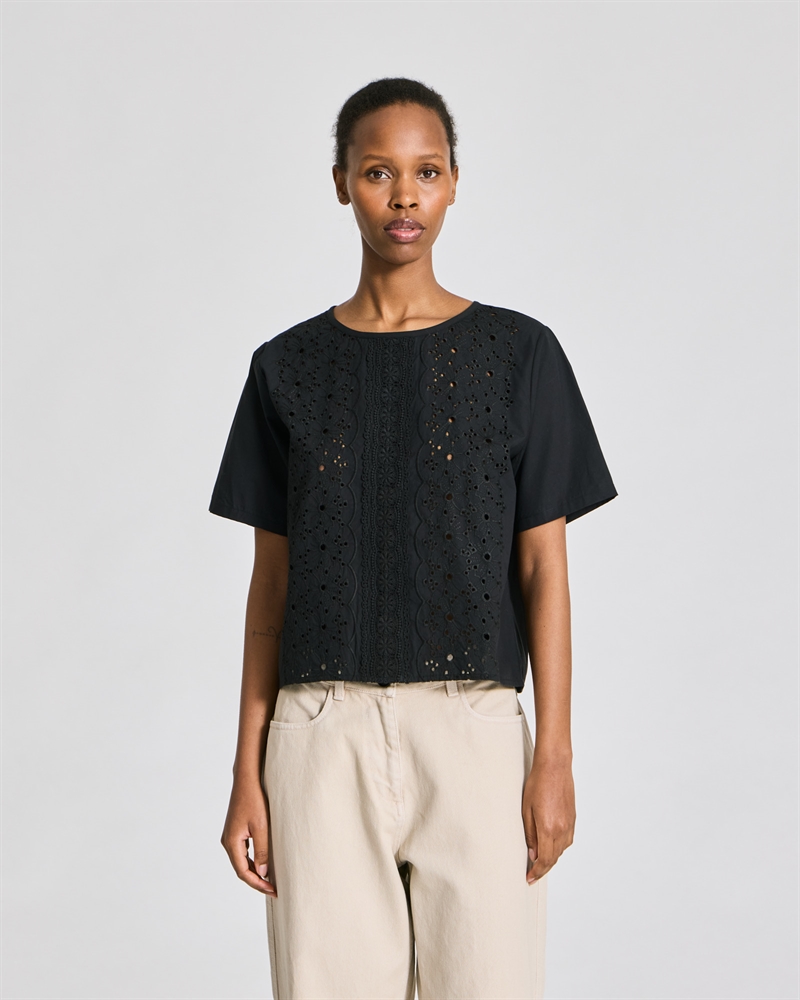 GAI + LISVA S/S LISVA COTTON BLOUSE BLACK