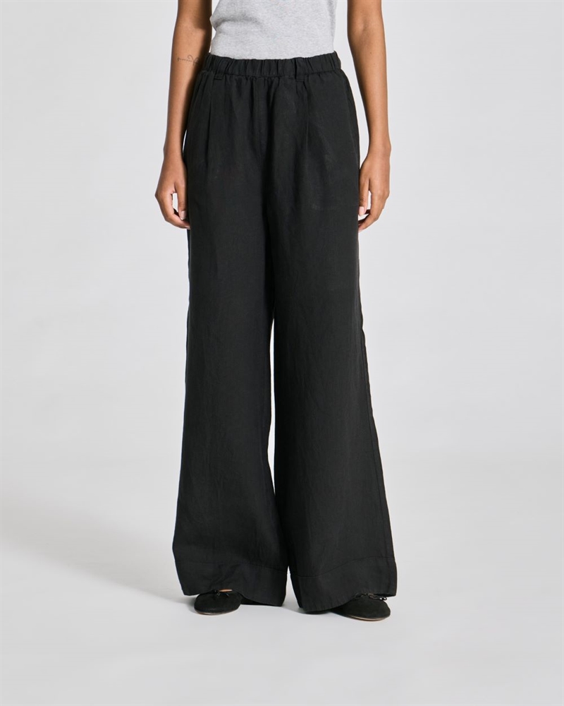 GAI + LISVA LEONORA LINEN LOOSE PANTS BLACK