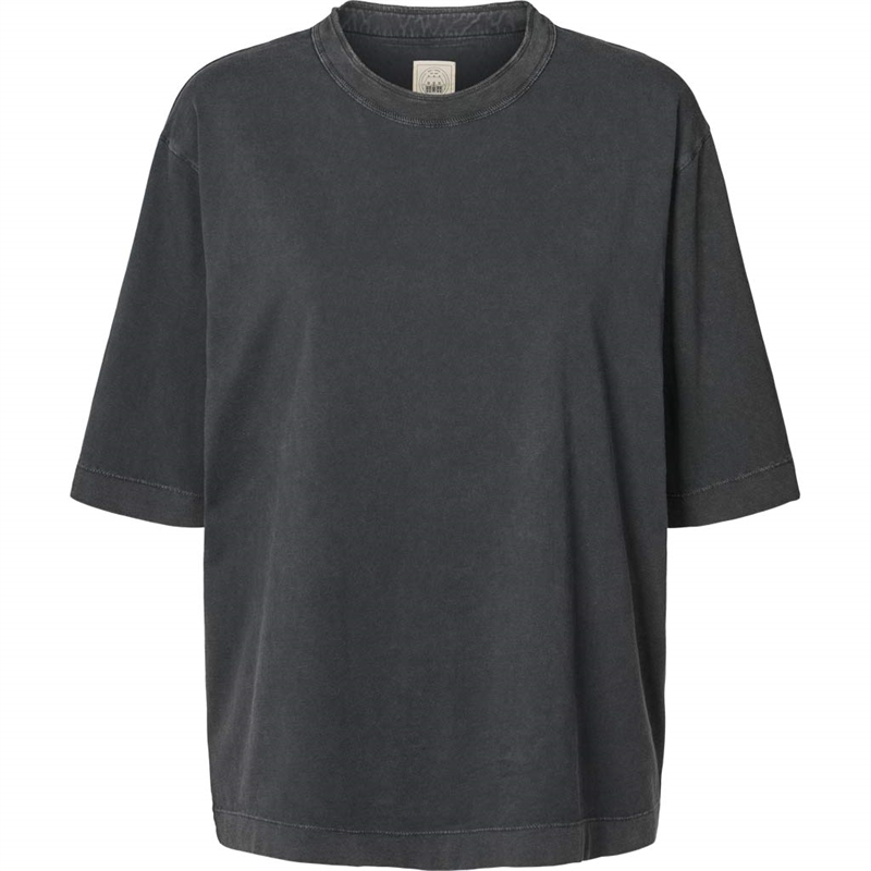 LISVA MAYA COTTON JERSEY TEE VINTAGE LOOK DARK GREY ACID WASH
