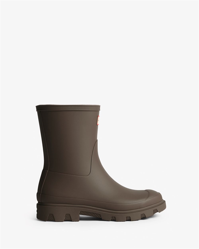 HUNTER UNISEX DOWNPOUR SHORT BOOT CHOCOLATE BROWN