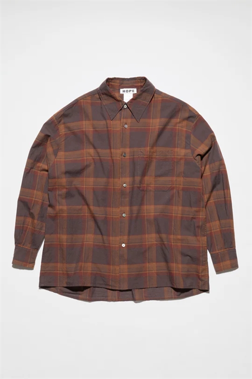 HOPE TOXIC SHIRT BROWN VOILE CHECK 