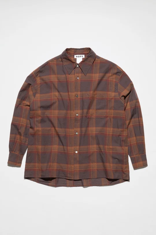 HOPE TOXIC SHIRT BROWN VOILE CHECK 