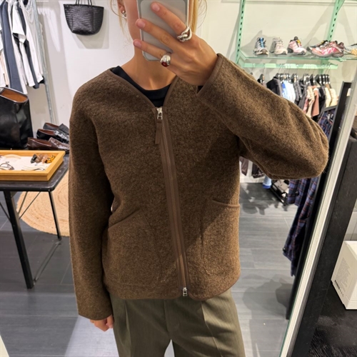 UNIVERSAL WORKS ZIP LINER JACKET WOOL FLEECE BROWN MARL