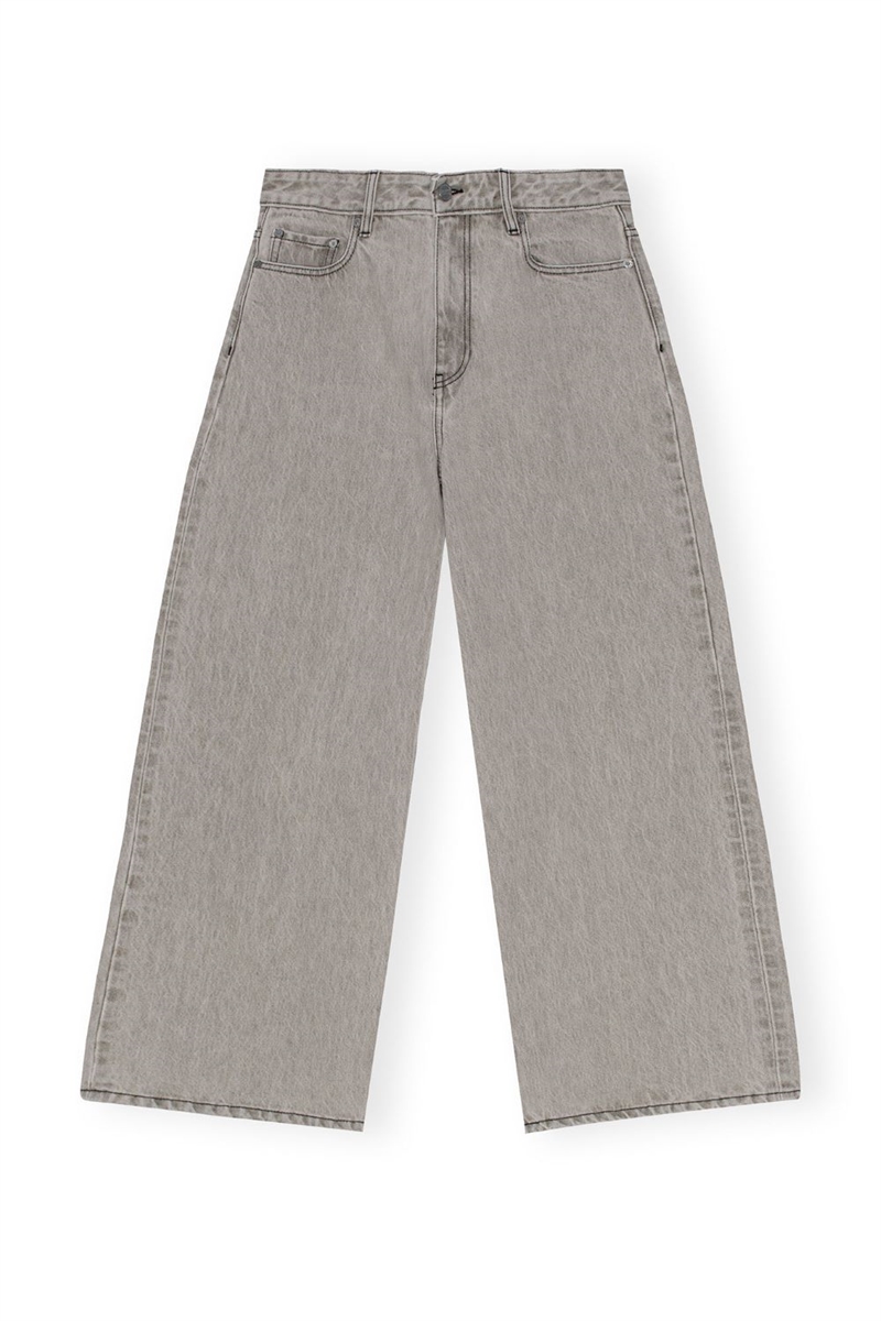 GANNI J1549 FUTURE DENIM WIDE JEANS GRAY QUILL