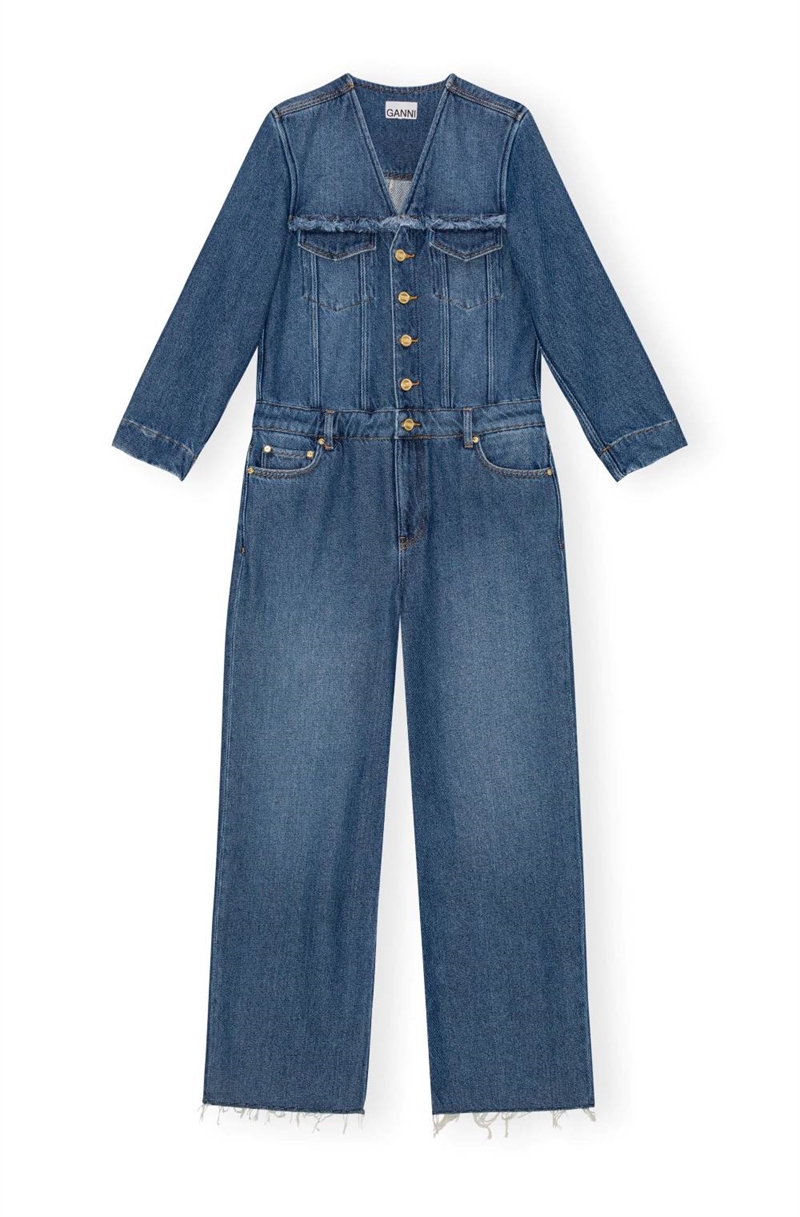 GANNI J1600 DENIM JUMPSUIT BLUE STONE