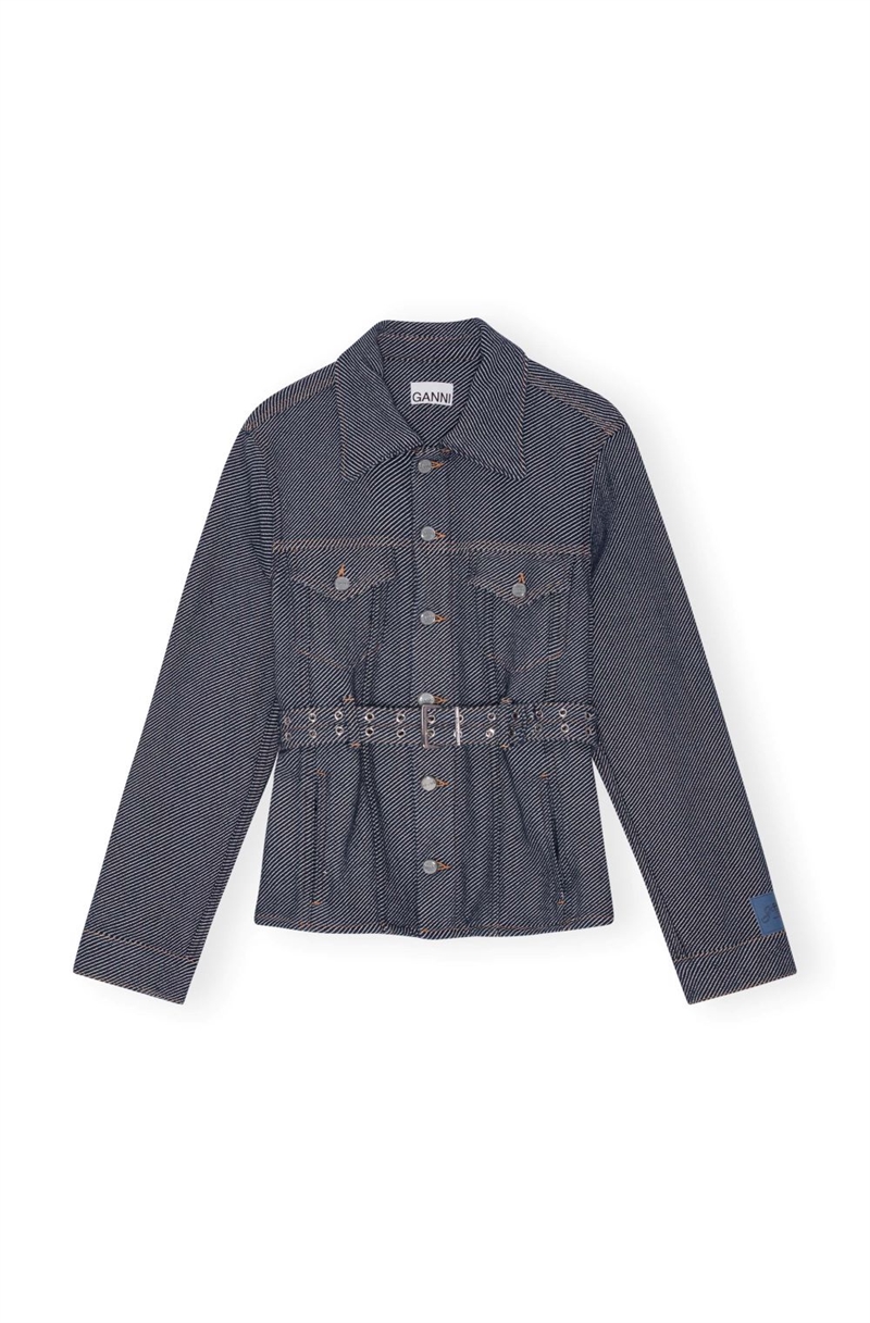 GANNI J1687 HEAVY TWILL DENIM SHORT JACKET RINSE