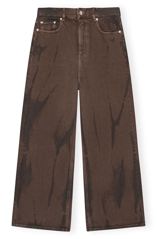 GANNI J1737 OVERDYED HEAVY DENIM BAGGY JEANS CHICORY COFFEE