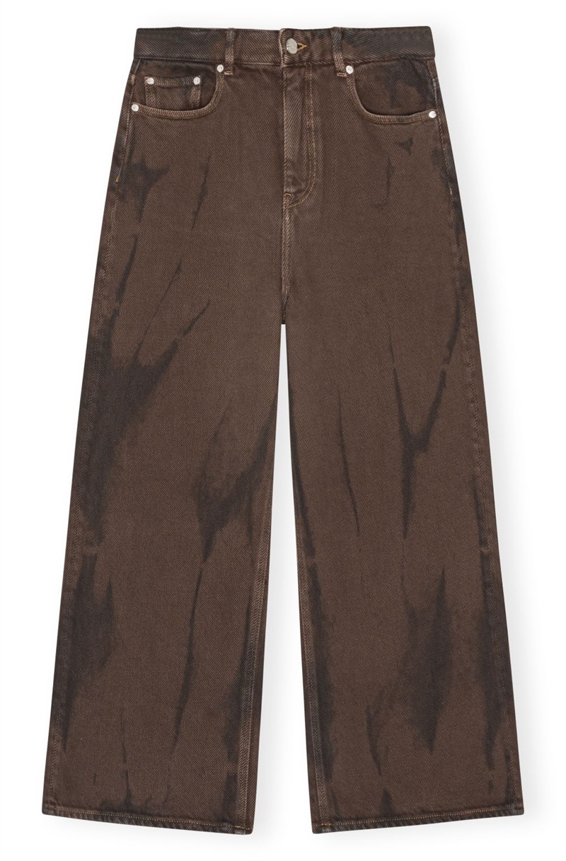 GANNI J1737 OVERDYED HEAVY DENIM BAGGY JEANS CHICORY COFFEE