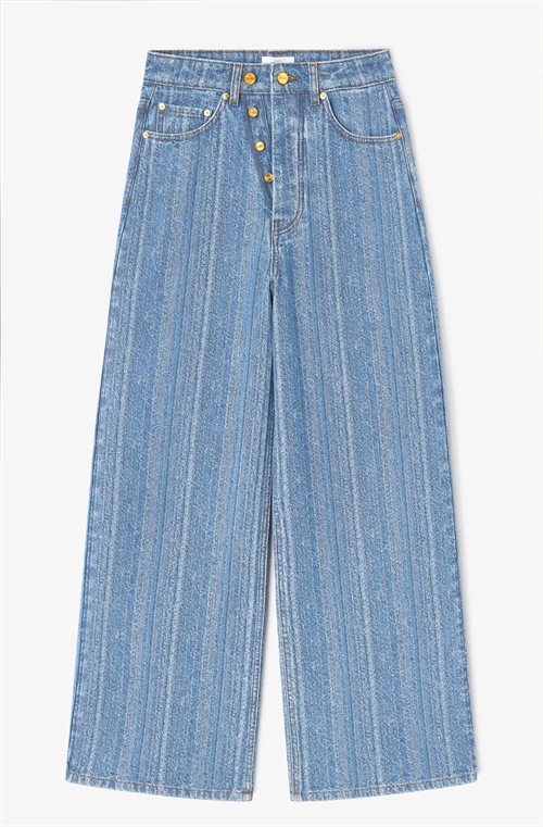 GANNI J1882 DEIM DOUBLE FLY BAGGY JEANS MID BLUE STONE