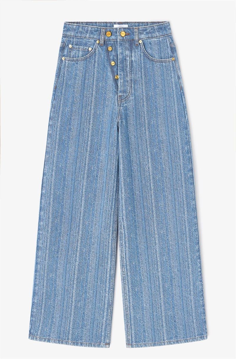 GANNI J1882 DEIM DOUBLE FLY BAGGY JEANS MID BLUE STONE